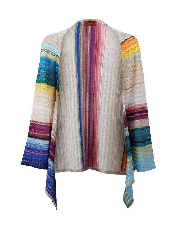 Striped Open Drape Cape