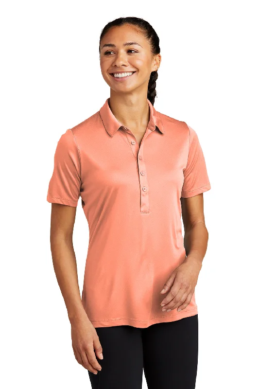 Sport-Tek Womens Moisture Wicking Short Sleeve Polo Shirt - Soft Coral Orange