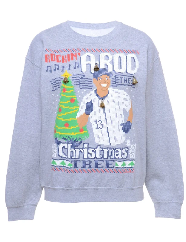 Beyond Retro Reworked Christmas Sweatshirt With Bells - M