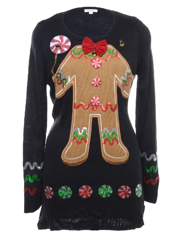 Beyond Retro Reworked Christmas Jumper With Bells - M