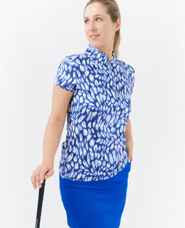 PURE GOLF Rise Cap Sleeve Polo 007 Leopard Lake