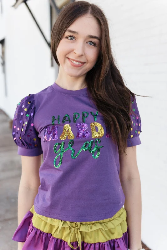 Purple Mardi Gras Sequin Disc Top