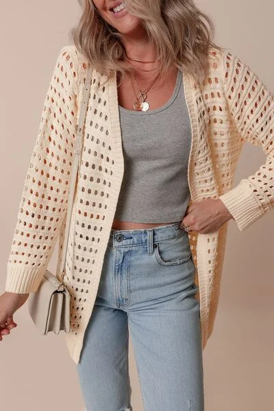 Openwork Open Front Cardigan