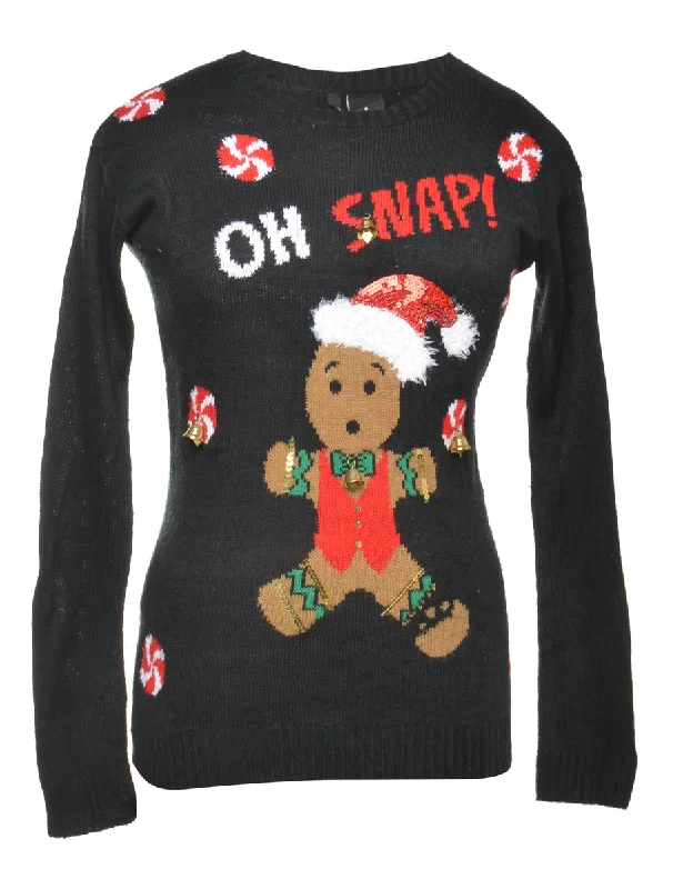 Beyond Retro Reworked Christmas Jumper With Bells - S