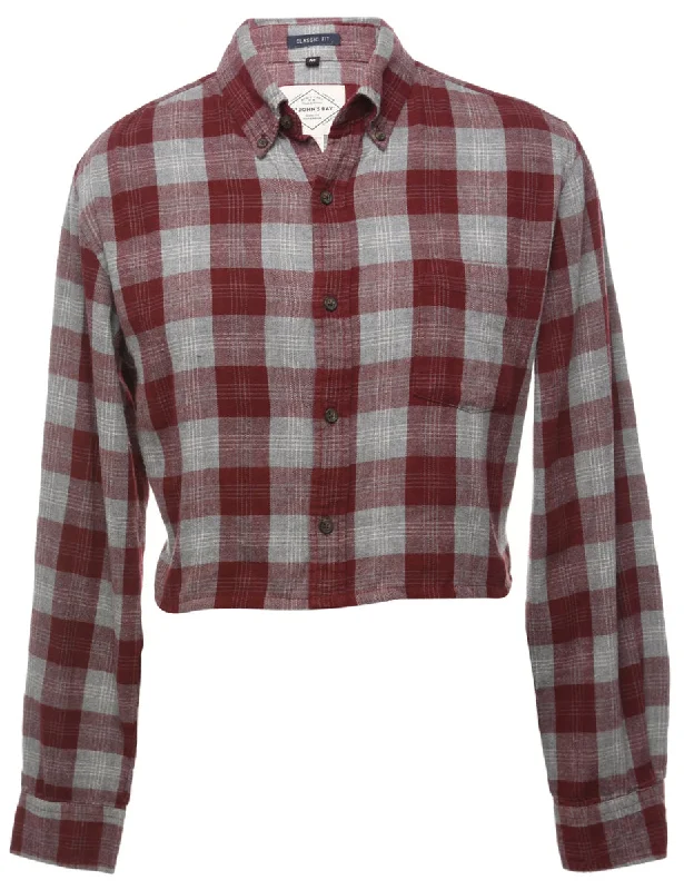 Beyond Retro Reworked Cropped Long Sleeve Flannel Shirt - M