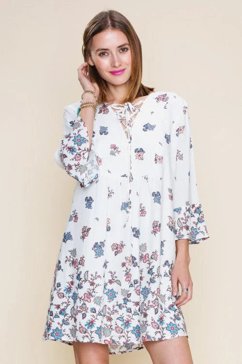 Floral Print Strappy Design Dress