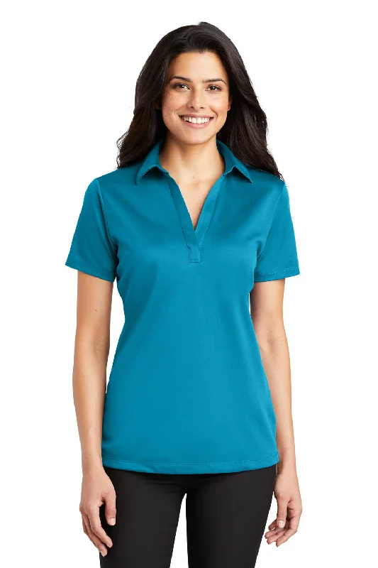 Port Authority Womens Silk Touch Performance Moisture Wicking Short Sleeve Polo Shirt - Parcel Blue - Closeout