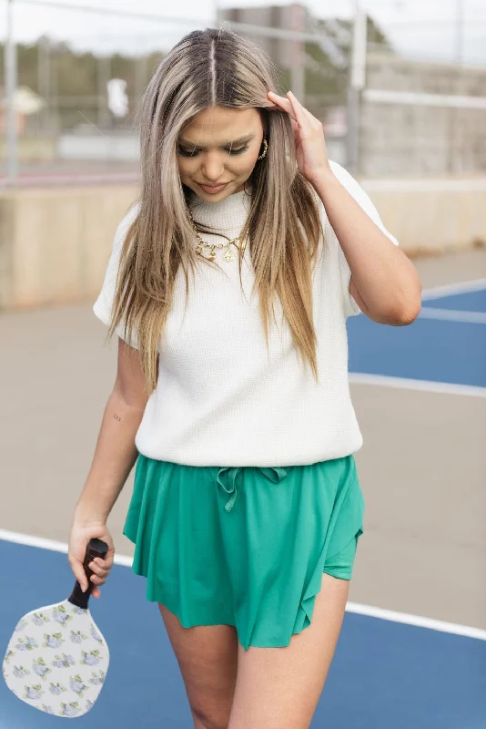 White Banded Bottom Knit Top