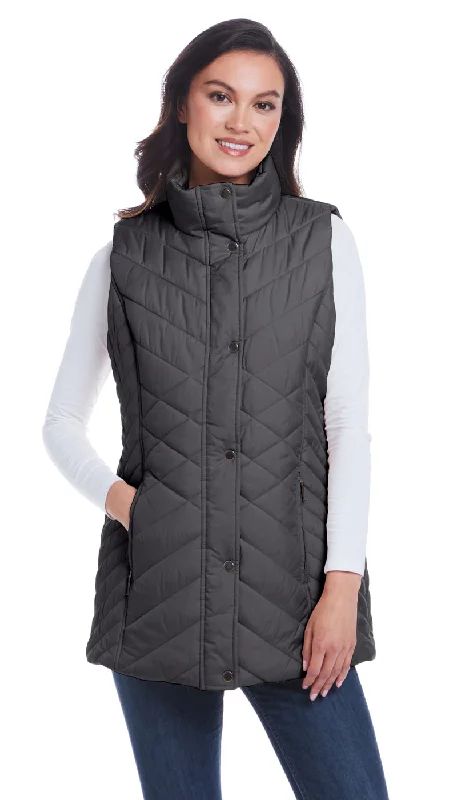 MIXED QUILTED LONGLINE VEST