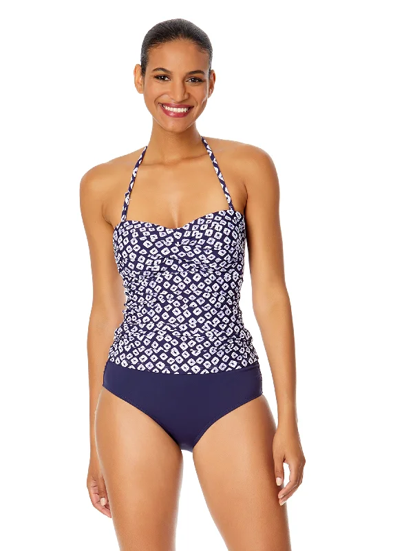 Women's Shibori Geo Twist Front Bandeaukini Swim Top