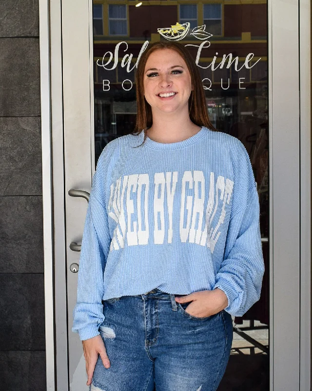 SAVED BY GRACE RIB CORD SWEATSHIRT