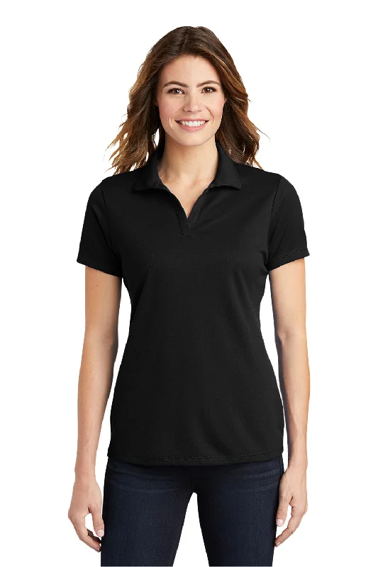 Sport-Tek Womens RacerMesh Moisture Wicking Short Sleeve Polo Shirt - Black