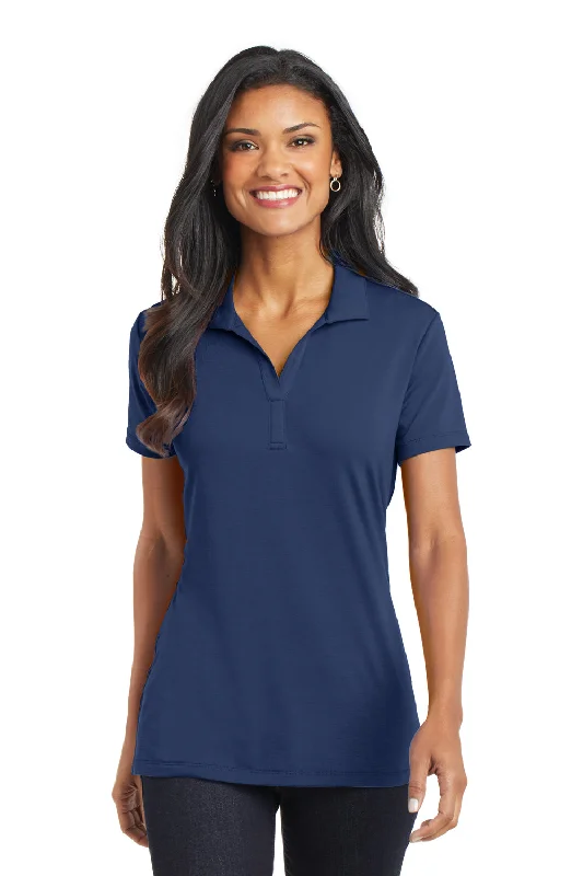 Port Authority Womens Cotton Touch Performance Moisture Wicking Short Sleeve Polo Shirt - Estate Blue