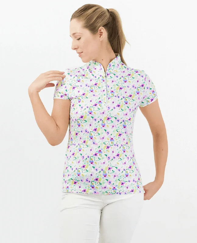 PURE GOLF Rise Cap Sleeve Polo 007 Ethereal Bouquet