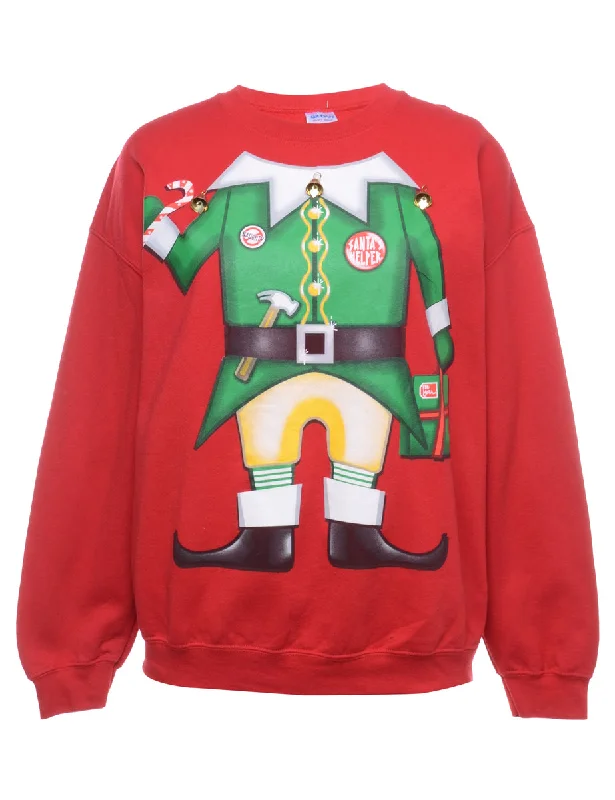 Beyond Retro Reworked Christmas Sweatshirt With Bells - XL