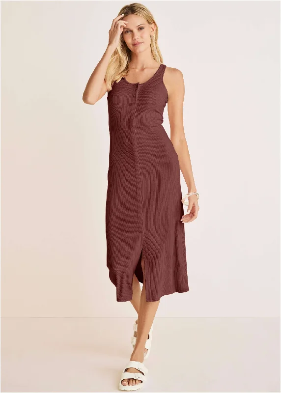 Henley Midi Dress - Auburn