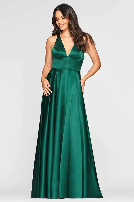 Faviana - S10440 Plunging Halter A-Line Gown with Slit