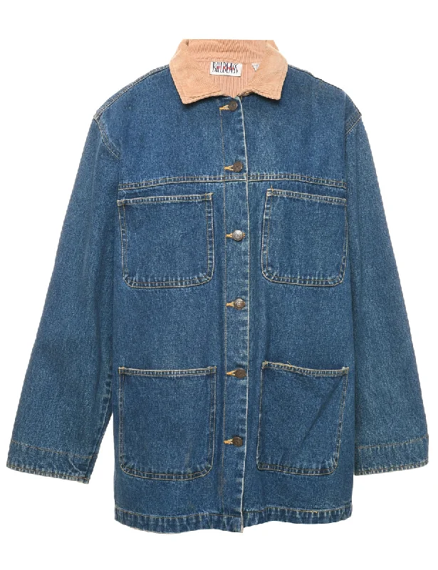 Bill Blass Corduroy Collar Denim Jacket - L