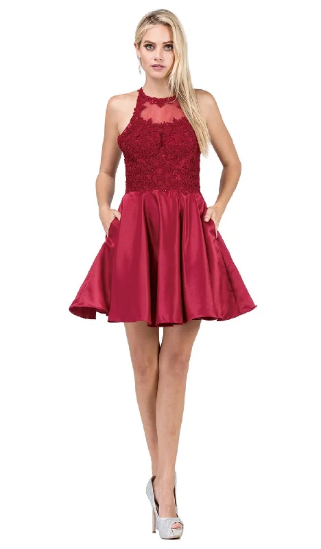 Dancing Queen - 3028 Halter A-Line Homecoming Cocktail Dress