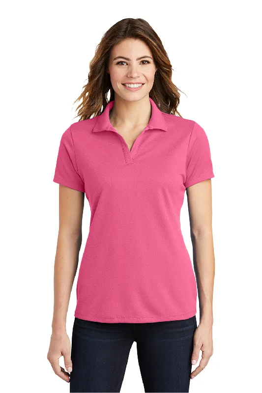 Sport-Tek Womens RacerMesh Moisture Wicking Short Sleeve Polo Shirt - Bright Pink