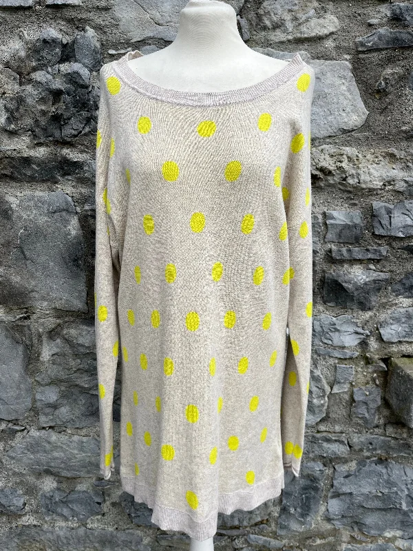 Grey jumper with yellow dots  uk 16-20