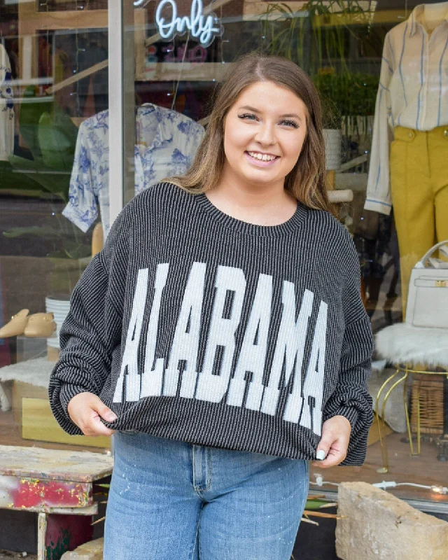 ALABAMA RIB CORD SWEATSHIRT - BLACK