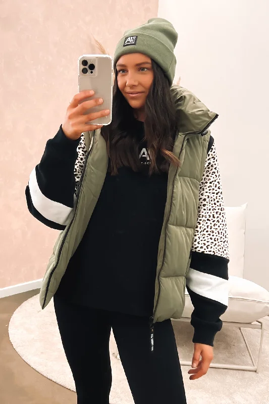 Remi Luxe Puffer Vest Khaki