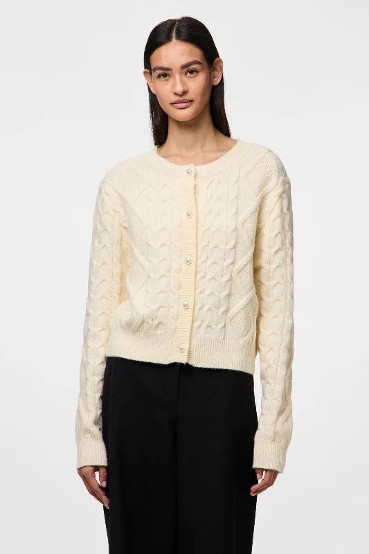 Pieces - Pcsofia Ls O-Neck Knit Cardigan - 4837116 Cloud Dancer