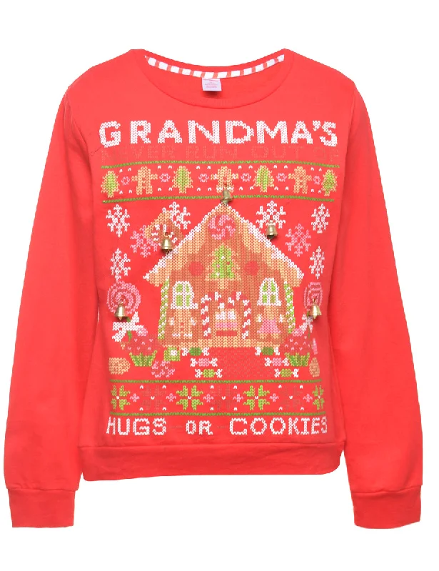 Beyond Retro Reworked Christmas Sweatshirt With Bells - M