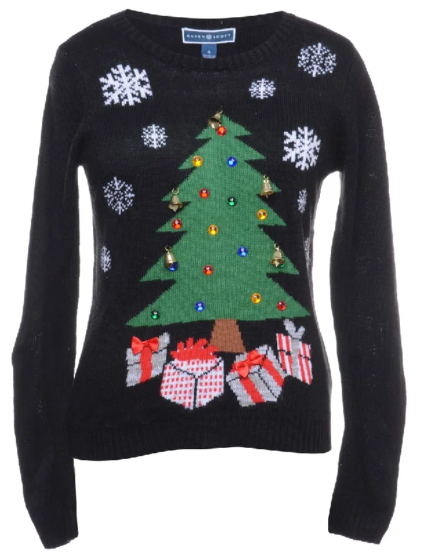 Beyond Retro Reworked Christmas Jumper With Bells - S