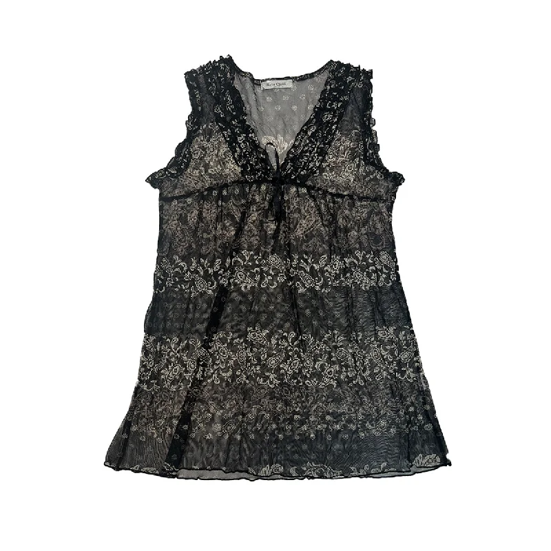 Pattern V-neck Mesh Vest