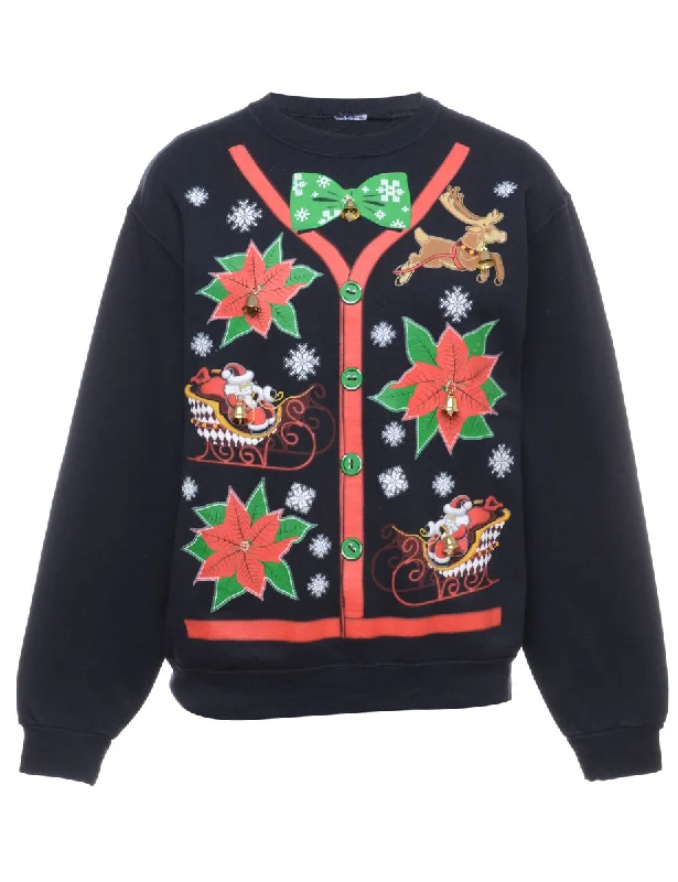 Beyond Retro Reworked Christmas Sweatshirt With Bells - M