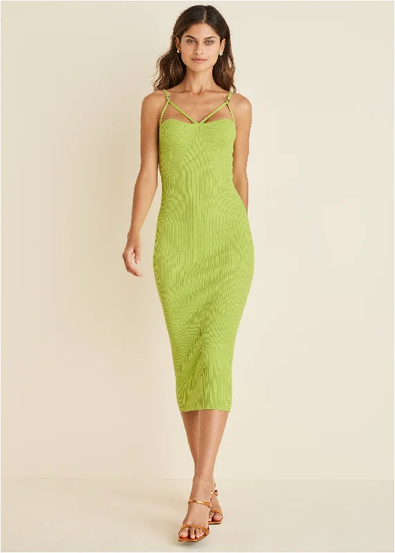 Strappy Midi Dress - Lime