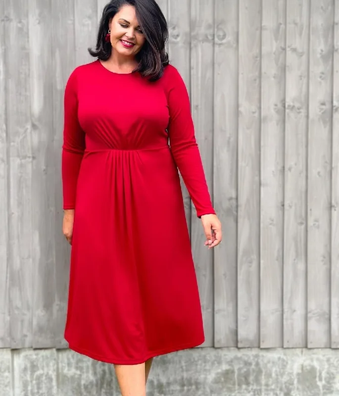 Red Pleat Delma Dress