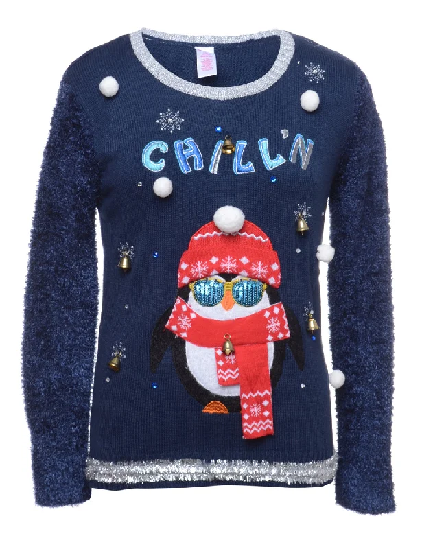 Beyond Retro Reworked Christmas Jumper With Bells - M