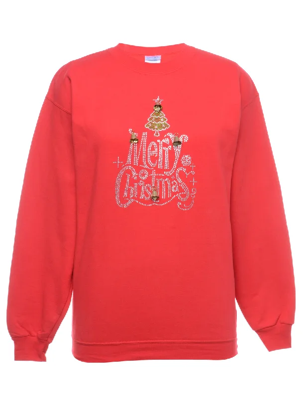 Beyond Retro Reworked Christmas Sweatshirt With Bells - M