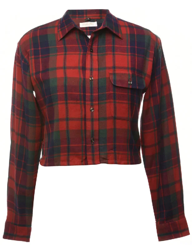 Beyond Retro Reworked Cropped Long Sleeve Flannel Shirt - XL