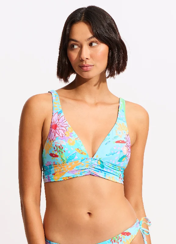 Under The Sea Triangle Bikini Top - Blue Mist