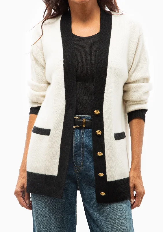 Neshat Cardigan | Ivory/Black