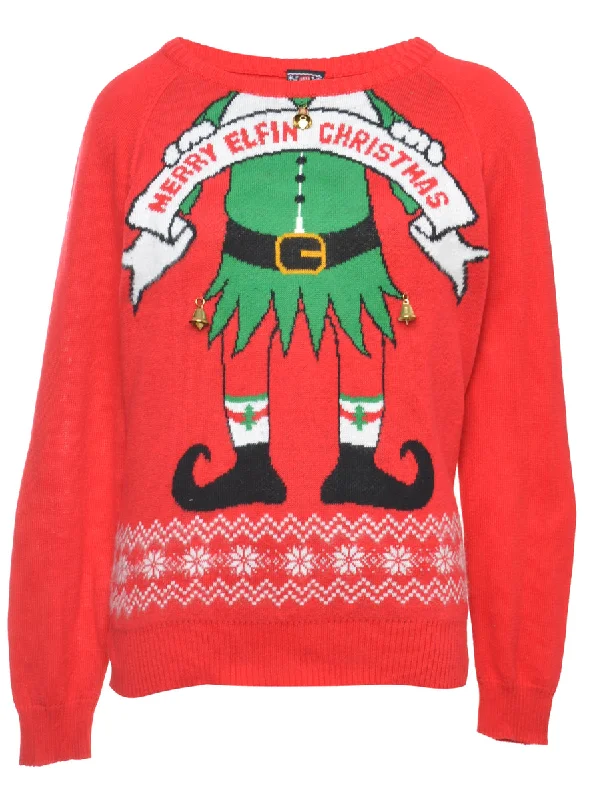 Beyond Retro Reworked Christmas Jumper With Bells - XL