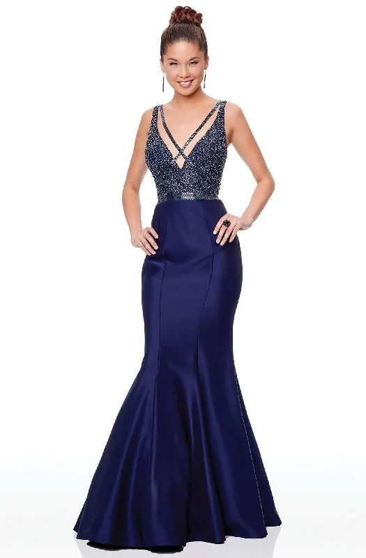 Clarisse - 5027 Beaded Plunging V-neck Mermaid Dress