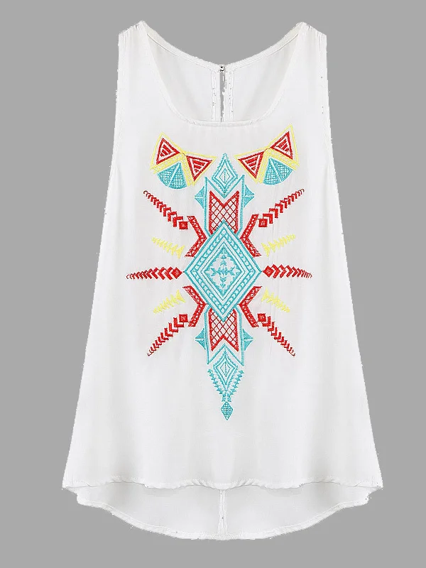 Custom Scoop Neck Sleeveless White Tank Top