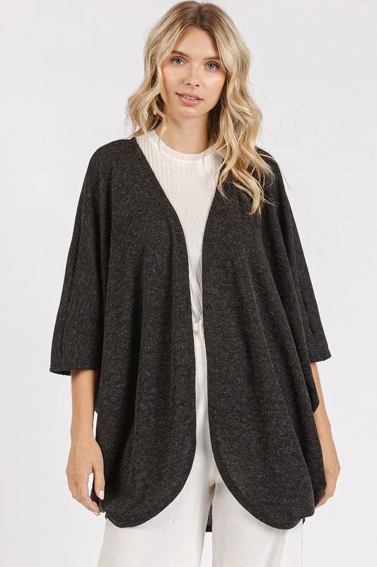 Mittoshop Open Front Batwing Sleeve Cardigan