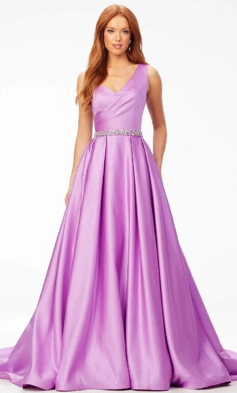 Ashley Lauren 11075 - Satin Pleated One Shoulder A-line Gown