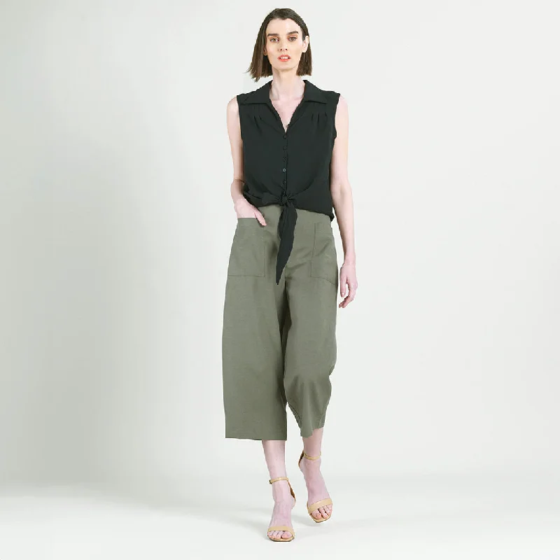 Soft Textured Rayon - Sleeveless Button Down Tie Hem Top - Black - Limited Sizes! Dapper Women's 1920S