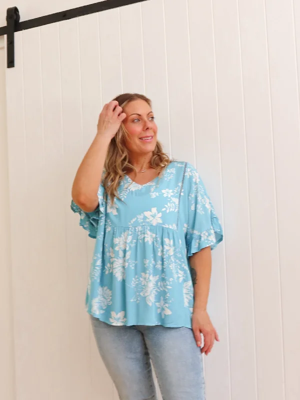 Queenscliff Top - Turquoise Unique Women's Upcycled